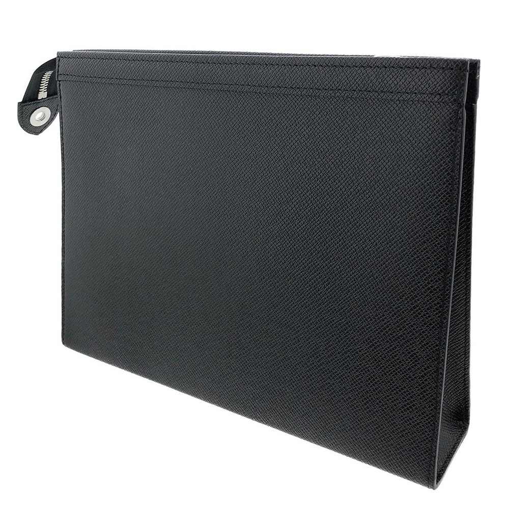 Louis Vuitton Pochette Voyage Taiga Leather Noir Black Clutch Bag